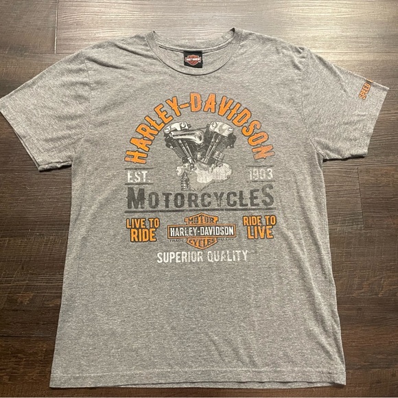 VINTAGE STYLE HARLEY DAVIDSON MOTORCYCLE T-SHIRT MENS SIZE LARGE CLARKSVILLE TN - Picture 1 of 9
